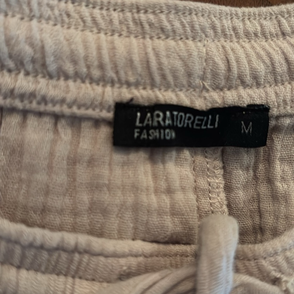 Light Beige Gauze Drawstring Pants - Picture 7 of 9